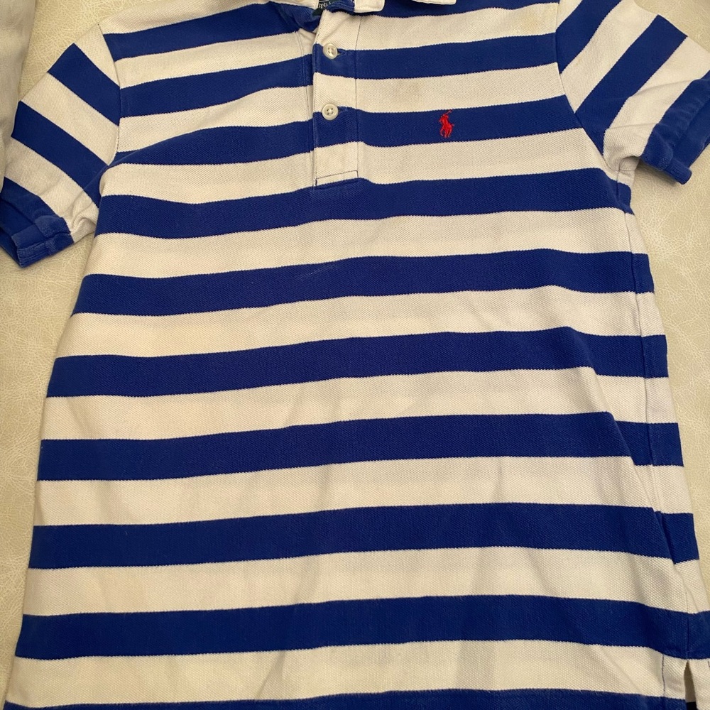 Ralph Lauren Kids Blue & White Striped Polo Shirt
